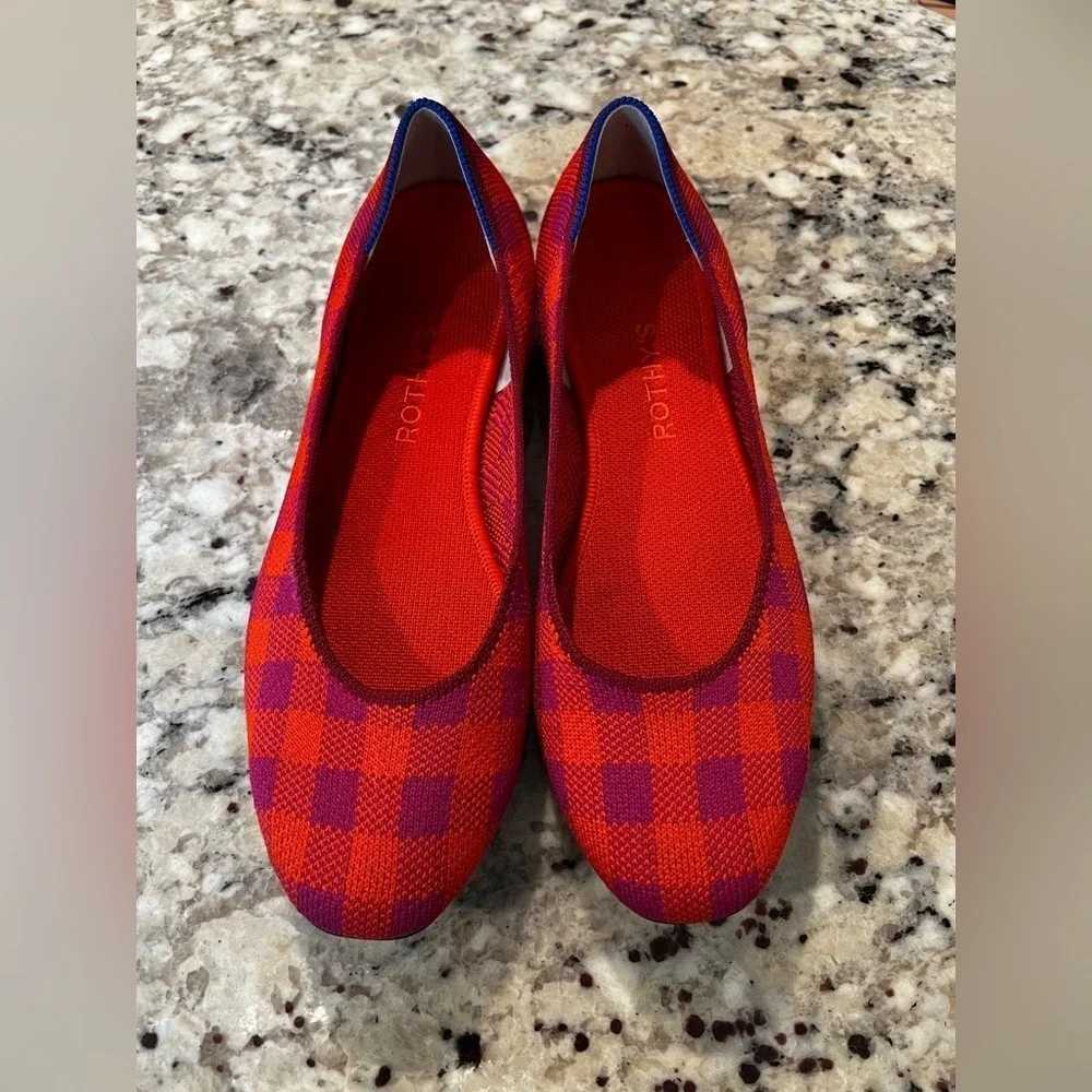 Rothy's Women's Flats Size 9 Pomegranate Gingham | Like New - Picture 3 of 8